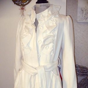 White Coat with Ruffle Accent Junior's L